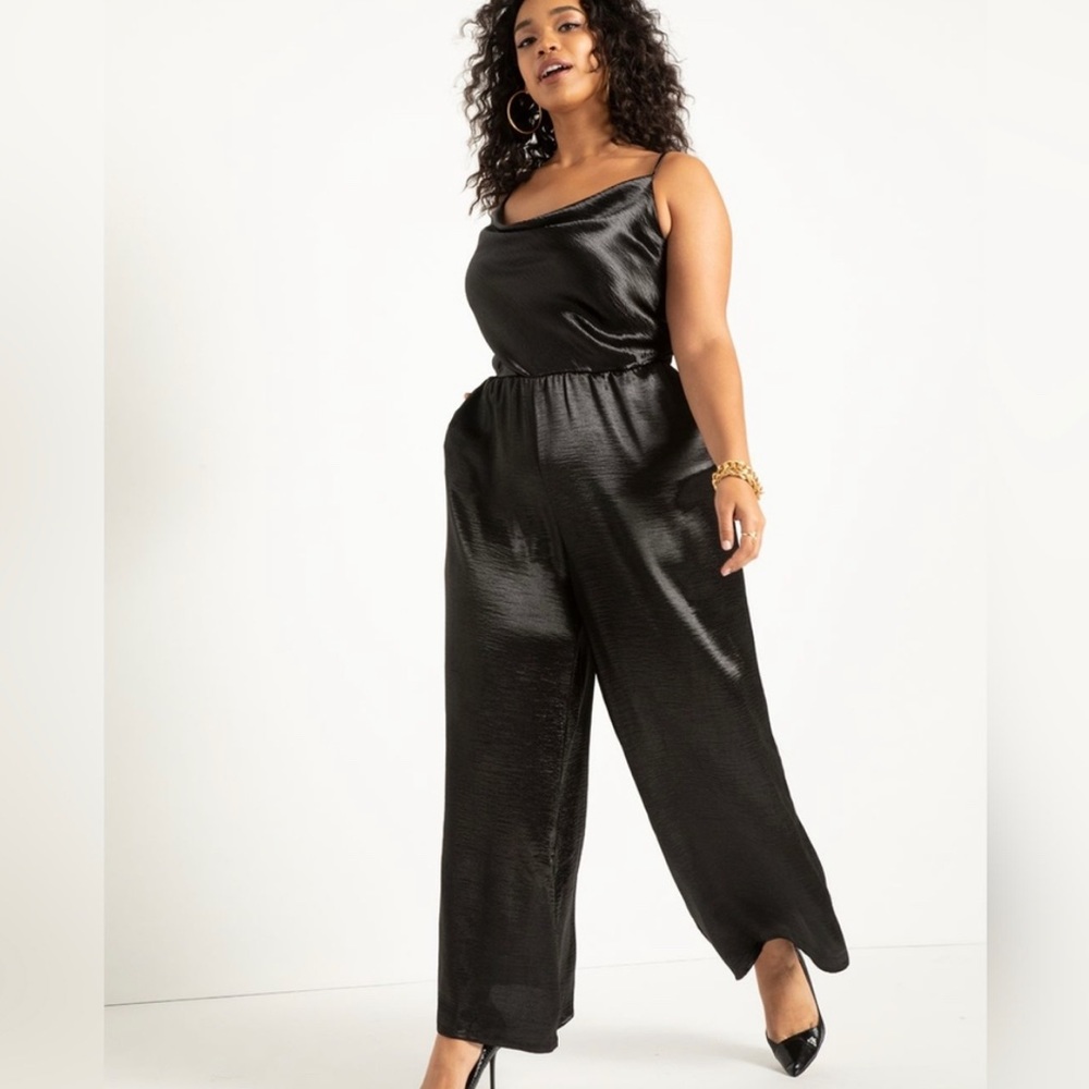 NEW Eloquii Cowl Neck Satin Jumpsuit Plus Sz 18w